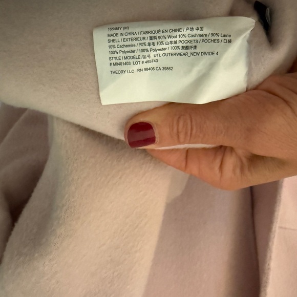 Theory rosewood pink double faced wool cashmere zipper utility peacoat jacket M - Picture 7 of 9